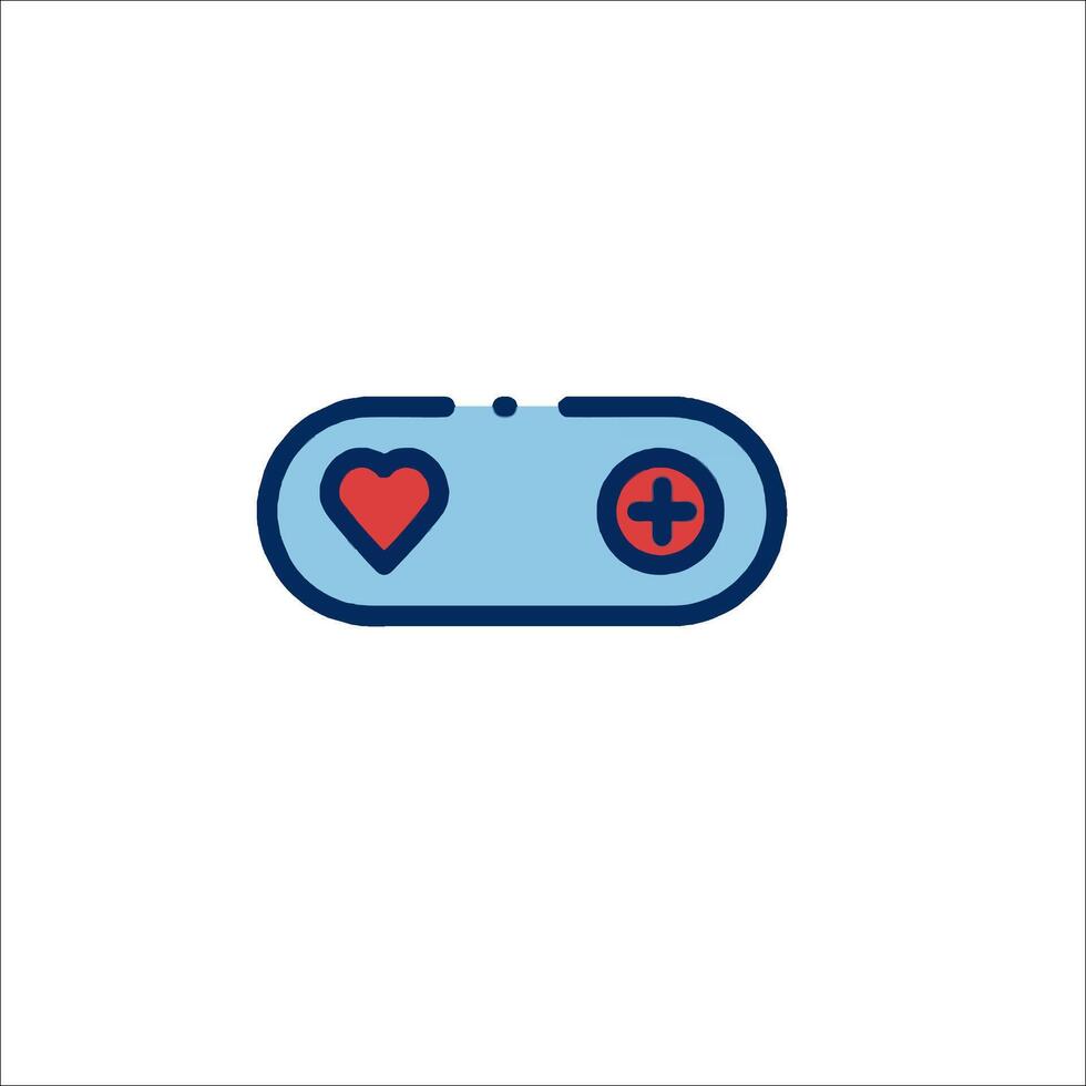 A game controller with a heart and cross vector