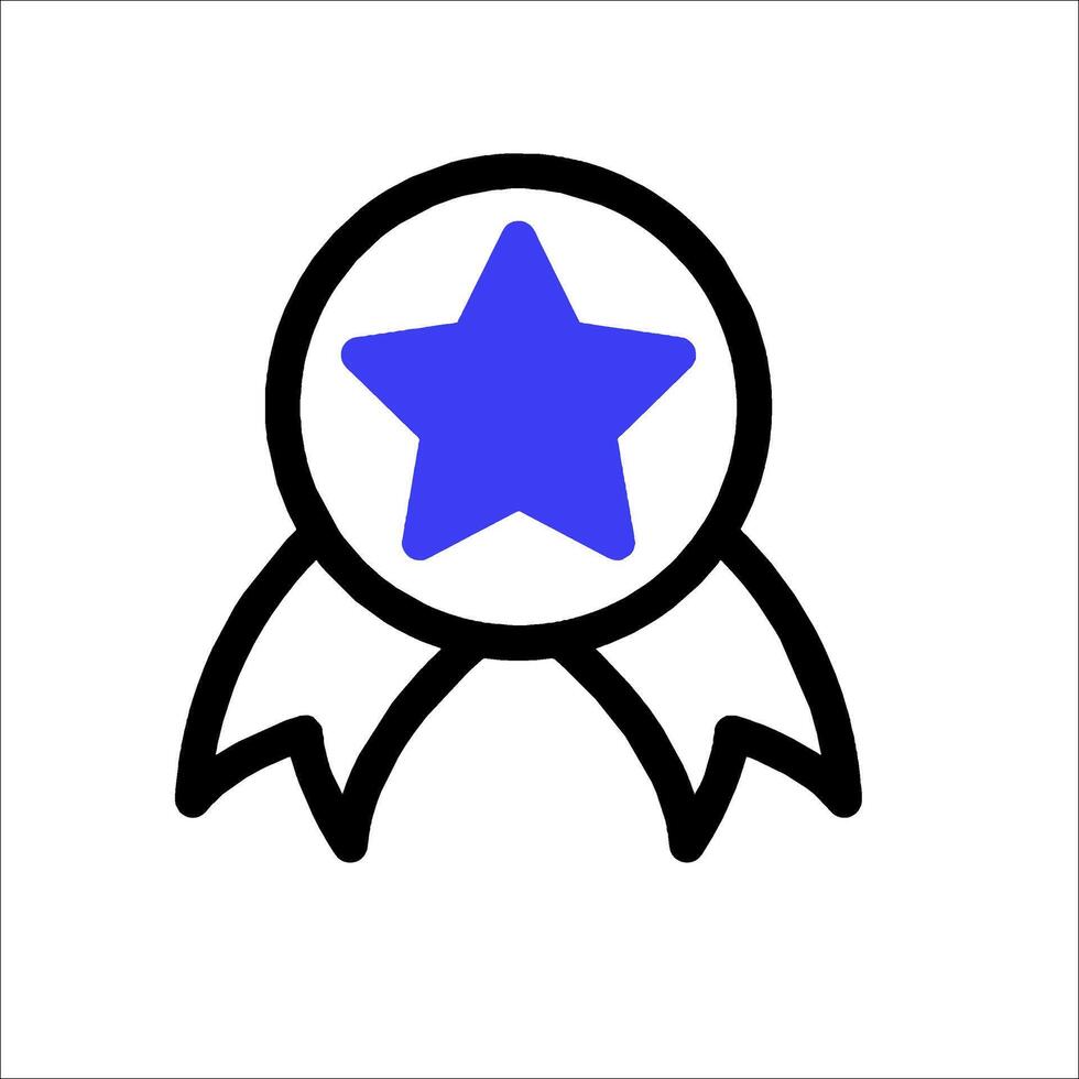 A blue star with a ribbon around it vector