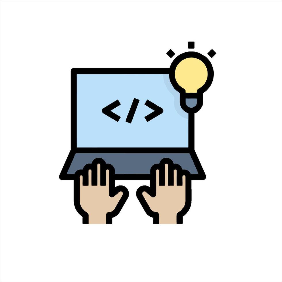 Hands holding a laptop with code on it vector