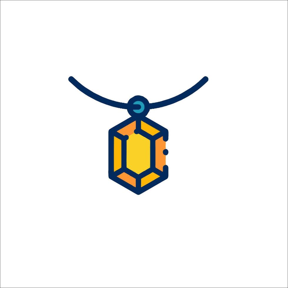 A yellow and blue pendant with a diamond on it vector