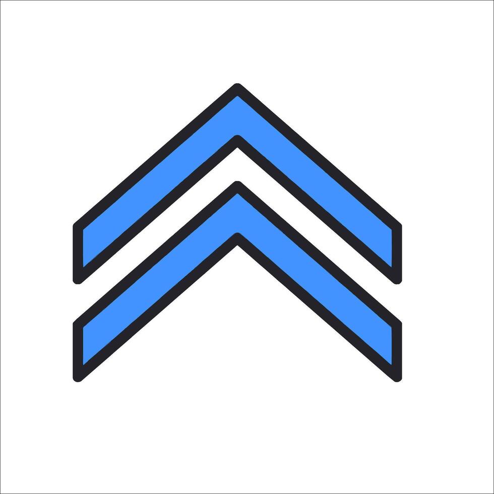 A blue and black chevron icon vector