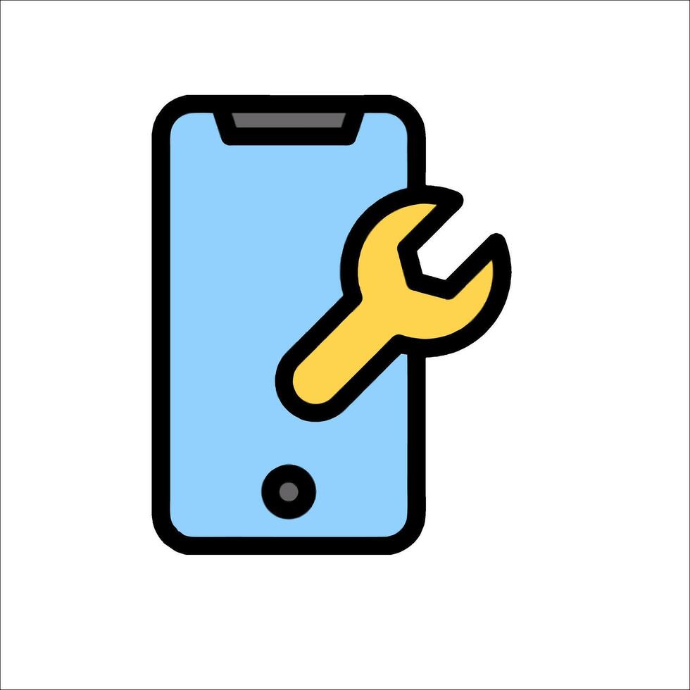 A phone with a wrench on it vector