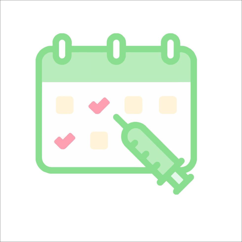 A calendar with a syringe and a check mark vector