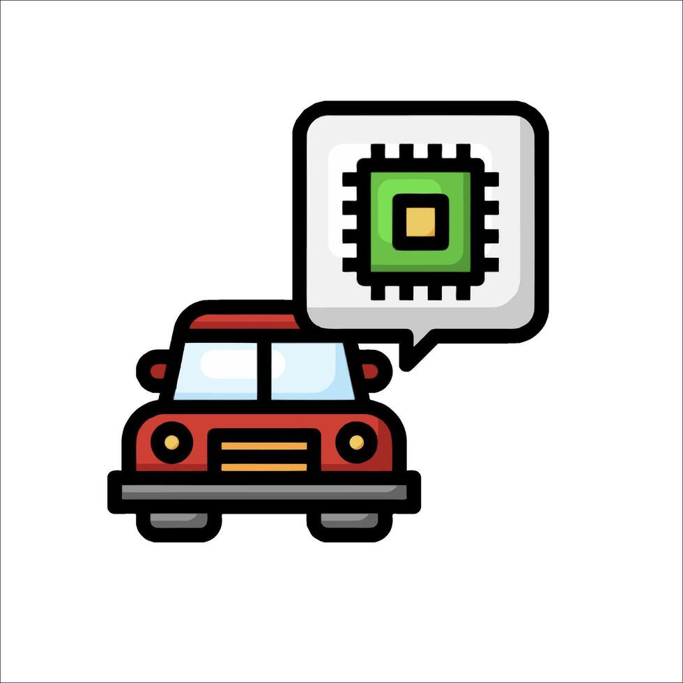 A car with a chip on it and a speech bubble vector