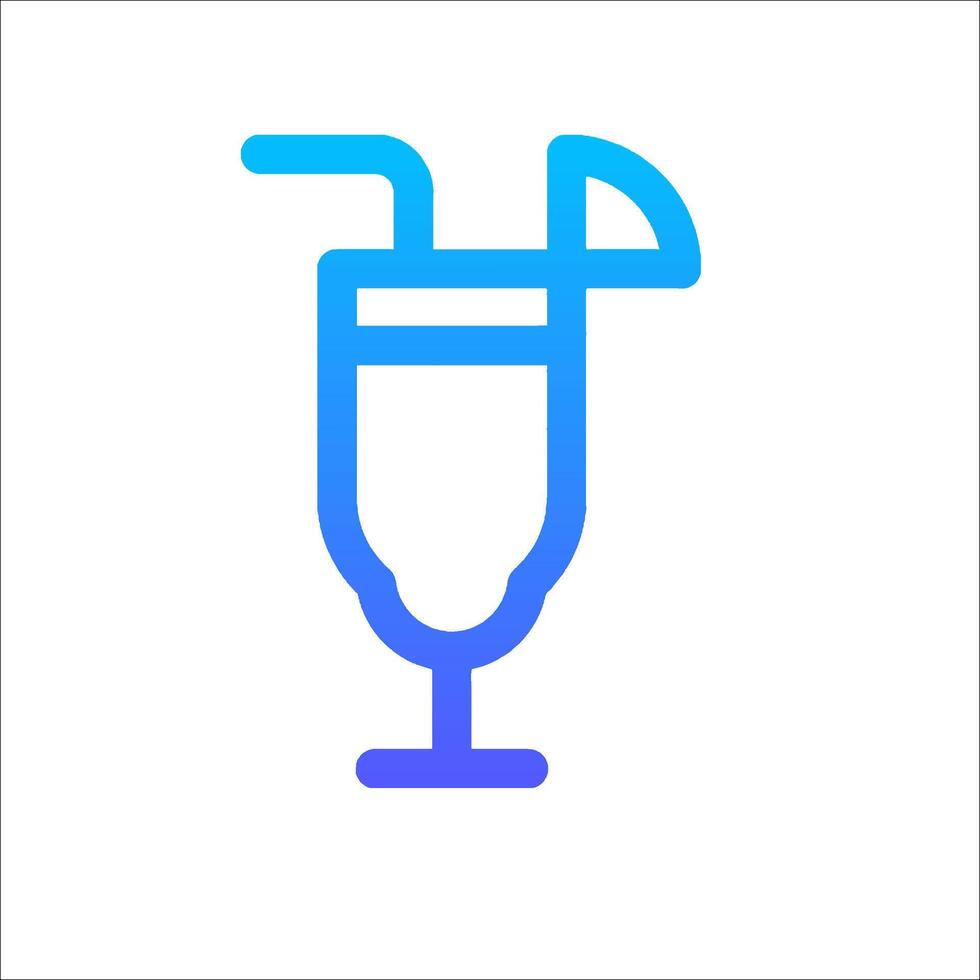 A drink with a straw and a slice of lemon in it vector