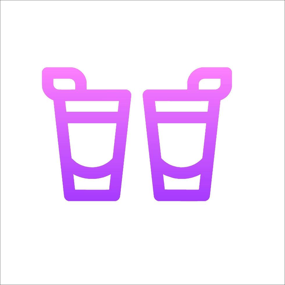 Two glasses of water with a purple outline vector