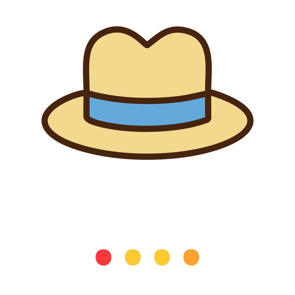 Icon of male hat with blue ribbon. Father day symbol illustration. vector