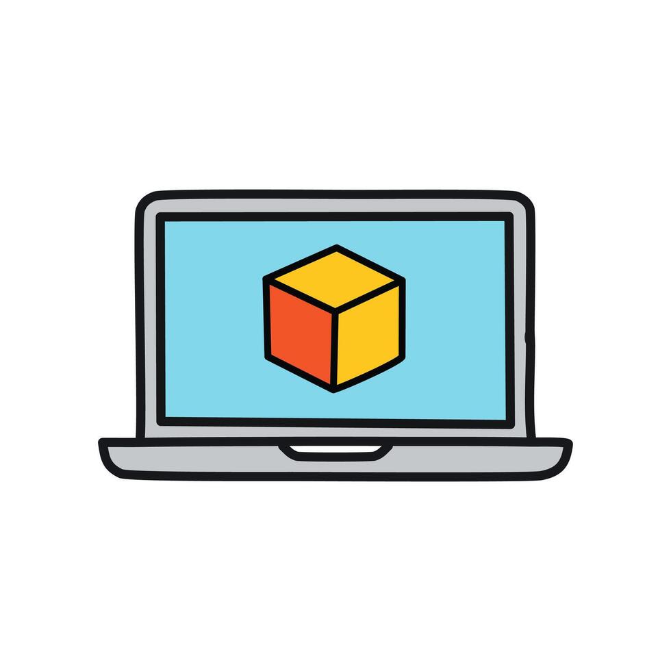 Laptop with box icon. Logistics, delivery and shipping concept illustration vector