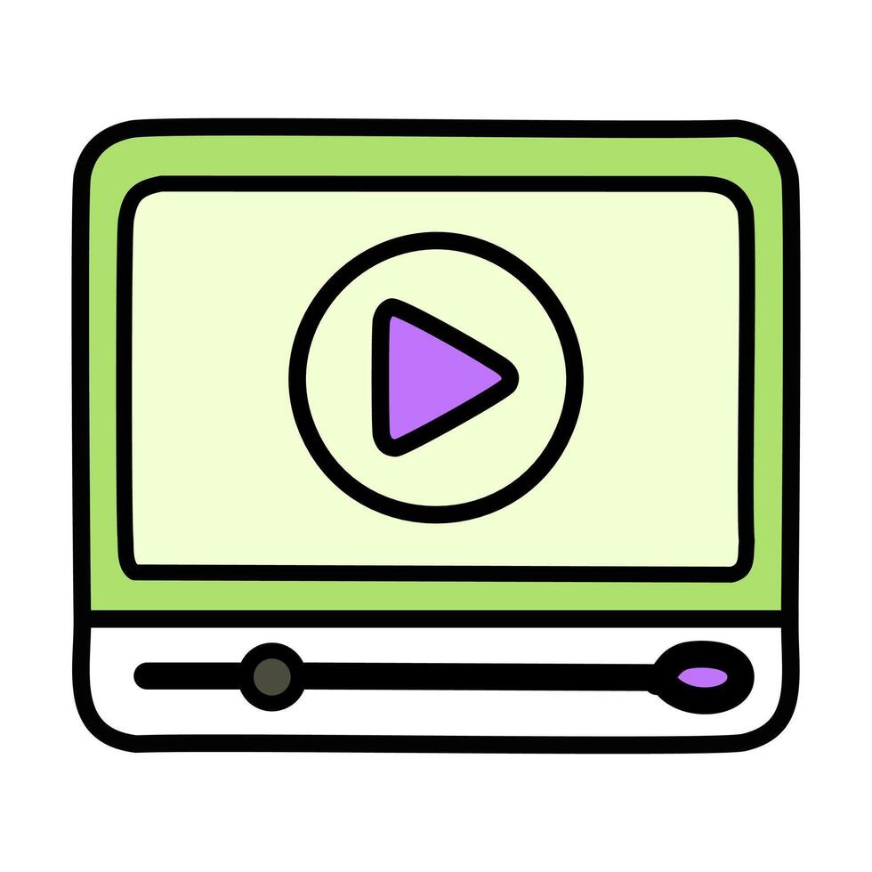 color icon. player on tablet illustration, filled design editable outline symbol. vector