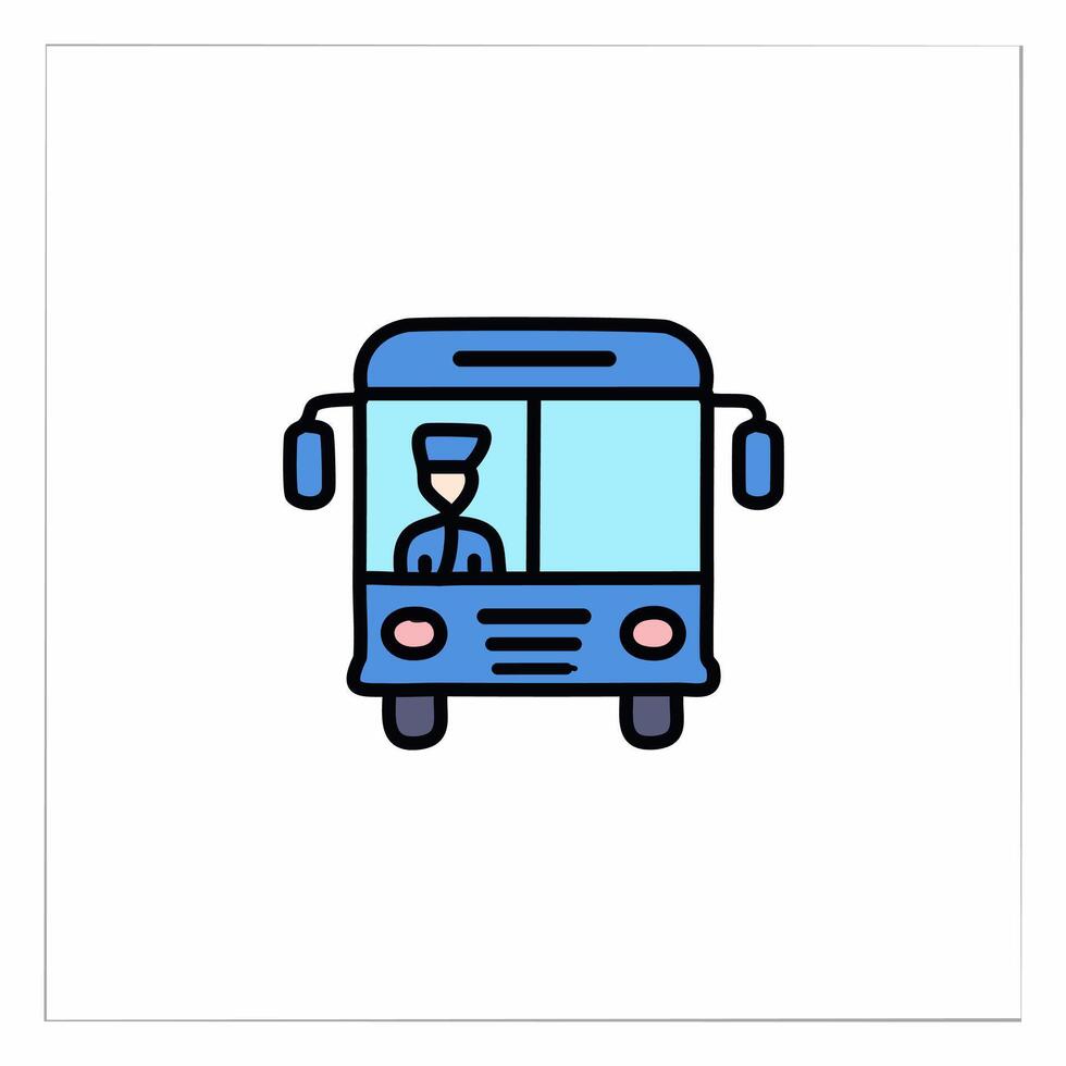Blue bus with driver icon illustration vector