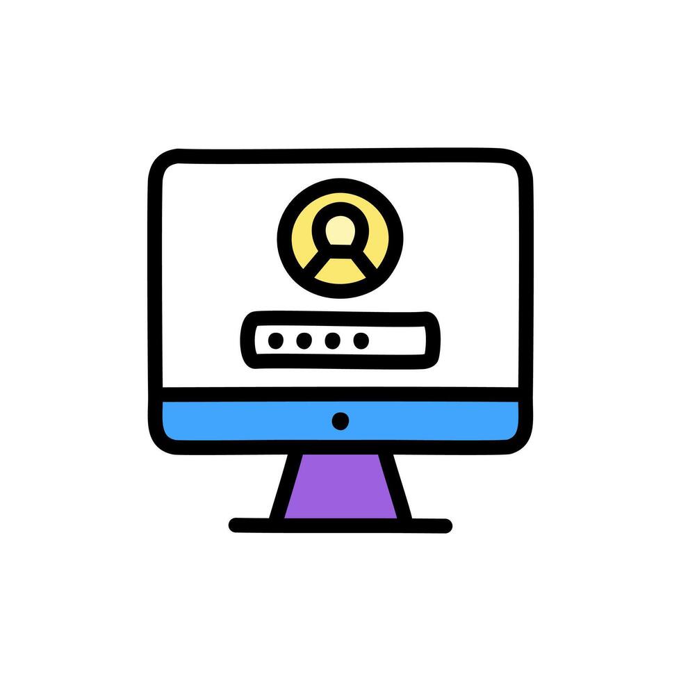 Computer login color icon art vector