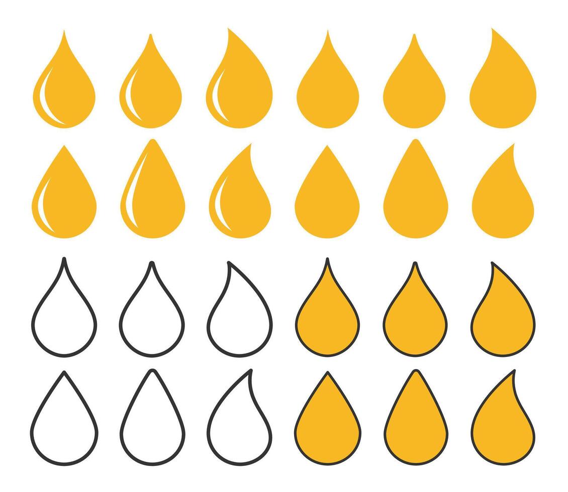 Various Honey drop icon symbol set. Honey symbol logo sign collection. Bee wax sign. honey package design. illustration image. Isolated on white background. vector
