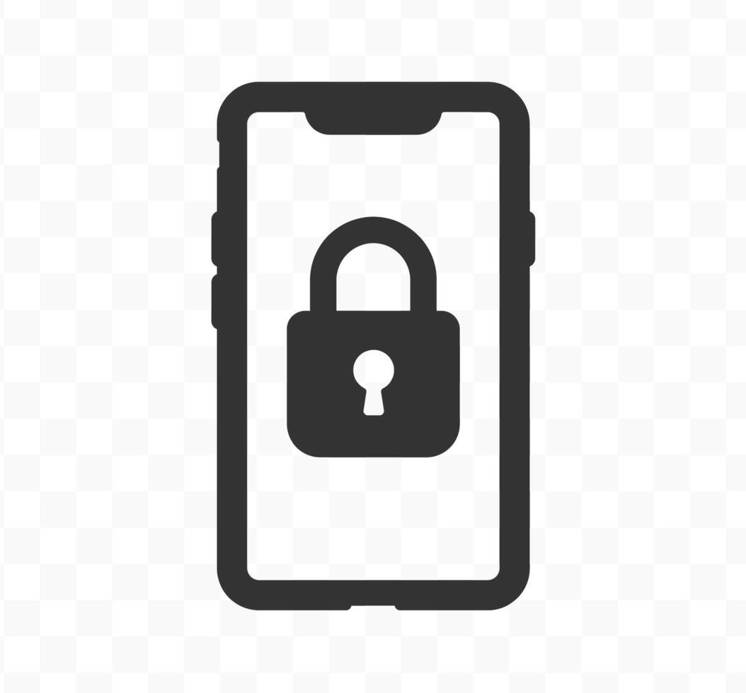 Locked smartphone icon symbol. Phone and lock logo sign. Mobile account with lock on screen. Blocked user. illustration image. Isolated on white background. vector