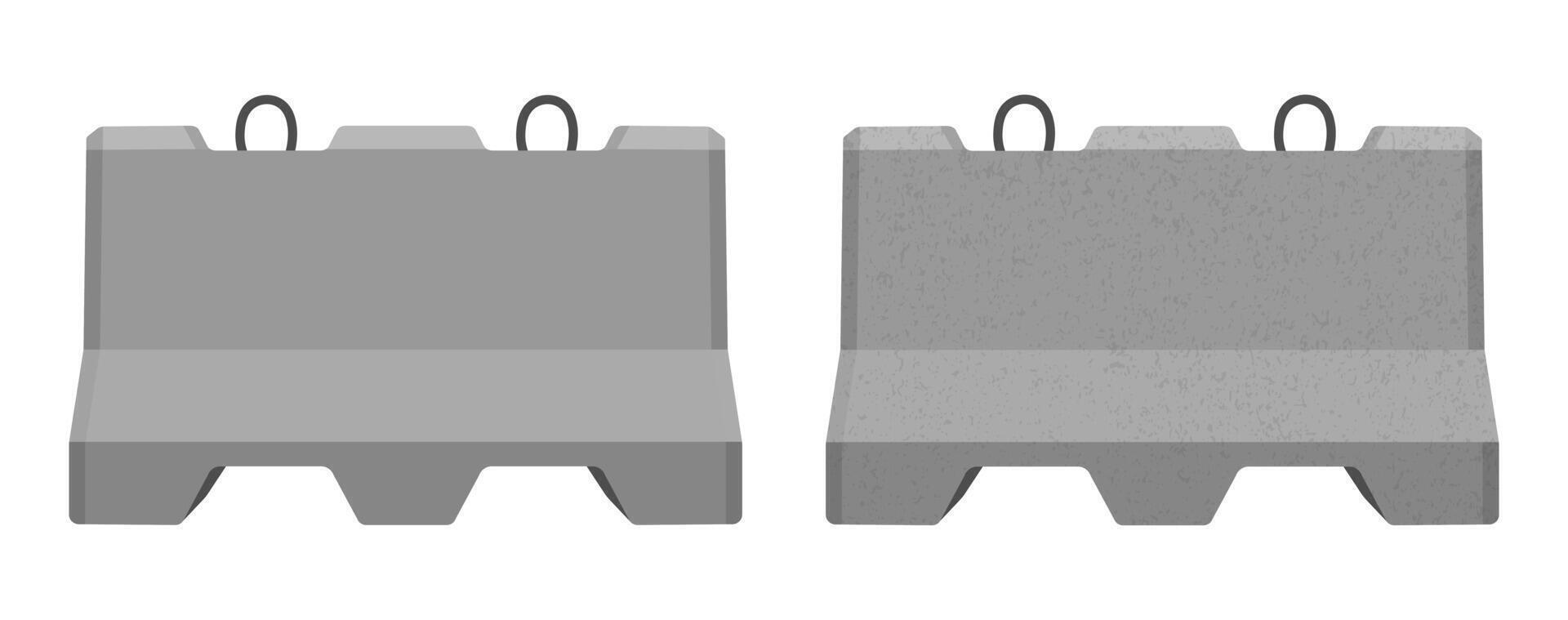 Realistic concrete road barrier icon symbol set. Blank empty gray Traffic concrete barricades sign. collection. illustration image. Isolated on white background. vector