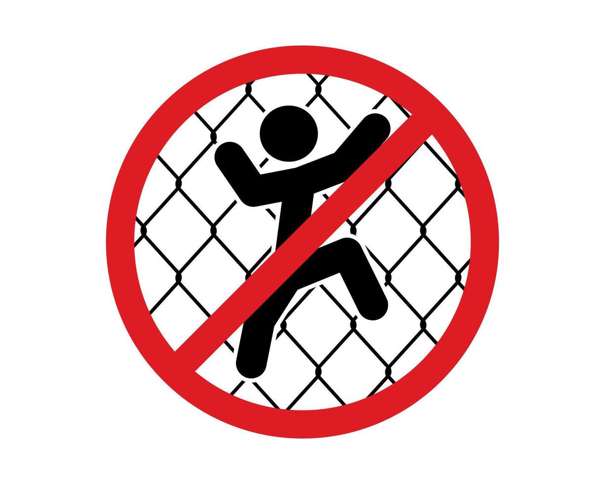 No climbing icon symbol. Climbing not allowed sign. Do not climb logo. Fence illustration image. vector