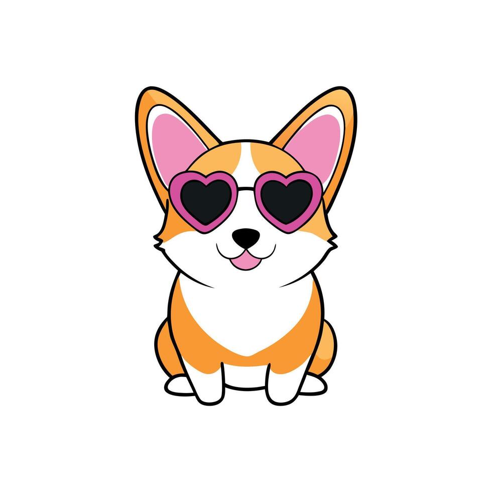 A cartoon dog wearing sunglasses and a heart vector
