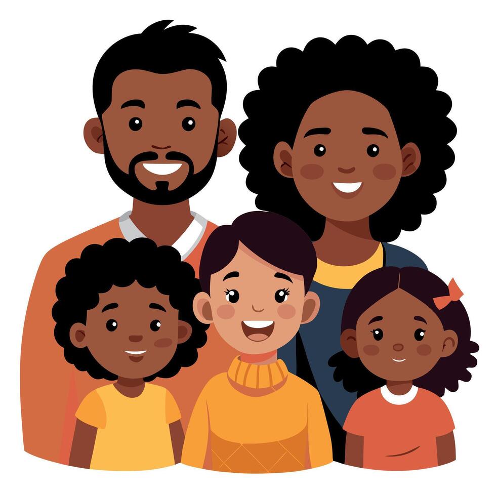 An illustration of a family with two children and an adult vector
