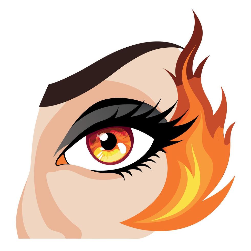 A woman's eye with fire on it vector
