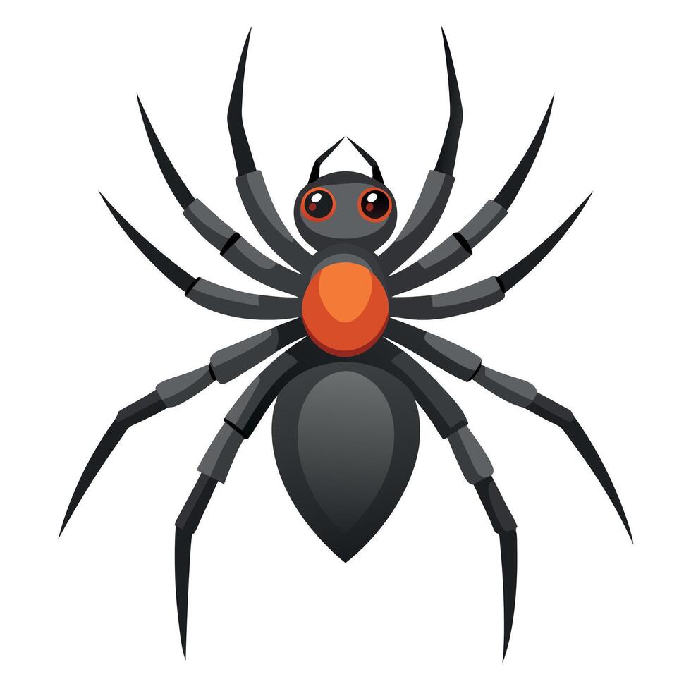 A black spider with orange eyes on a white background vector