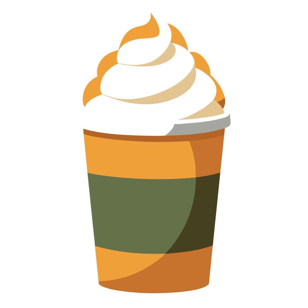 A cup of coffee with whipped cream on top vector