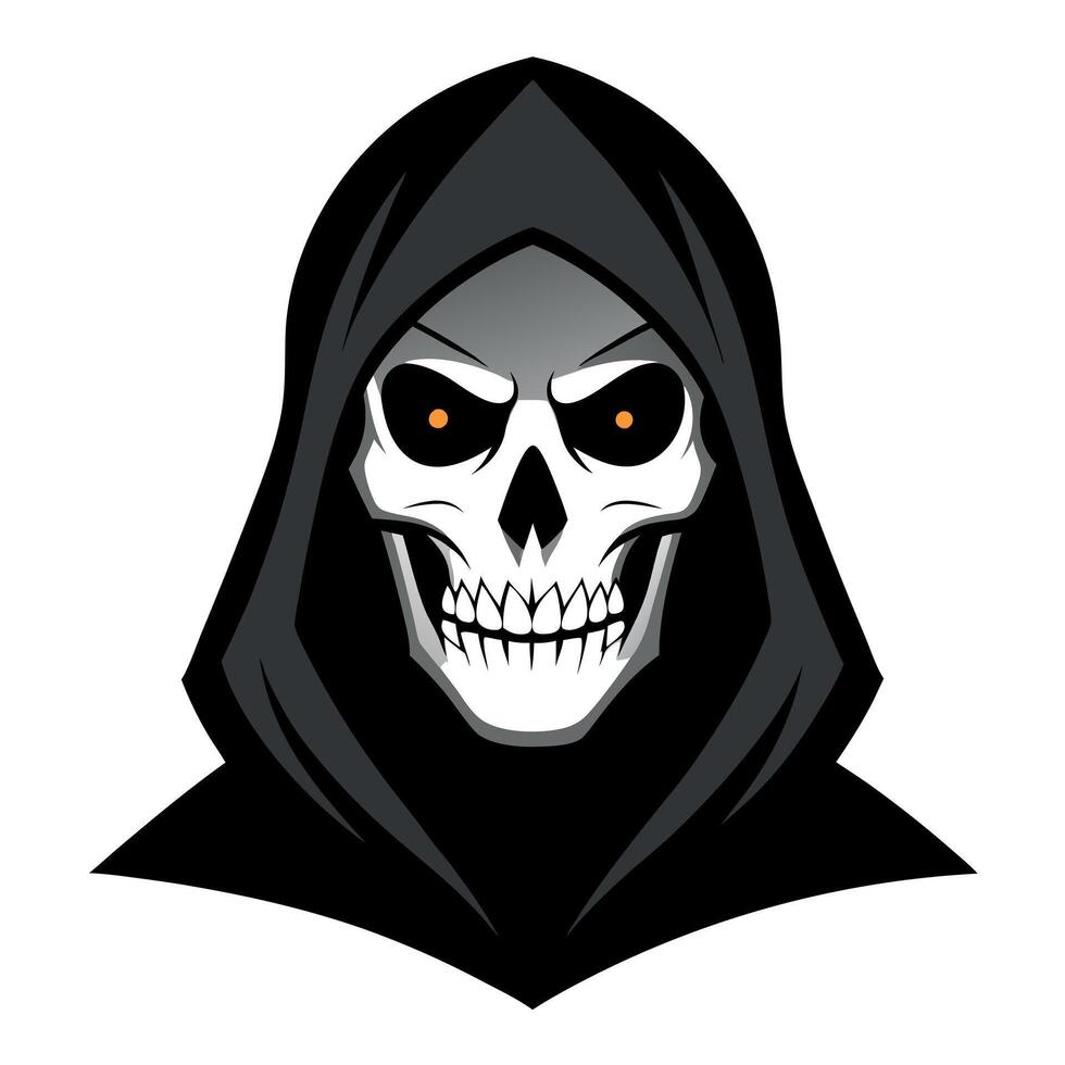 A grim skull with a hood on a white background vector