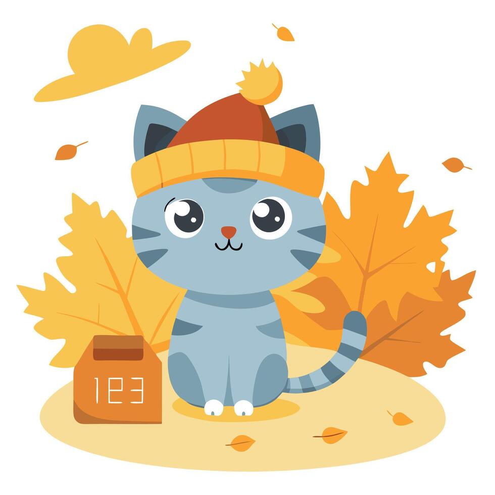 A cartoon cat wearing a hat and holding an e - mail box vector