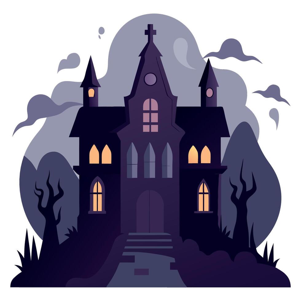 Halloween house with spooky atmosphere illustration vector