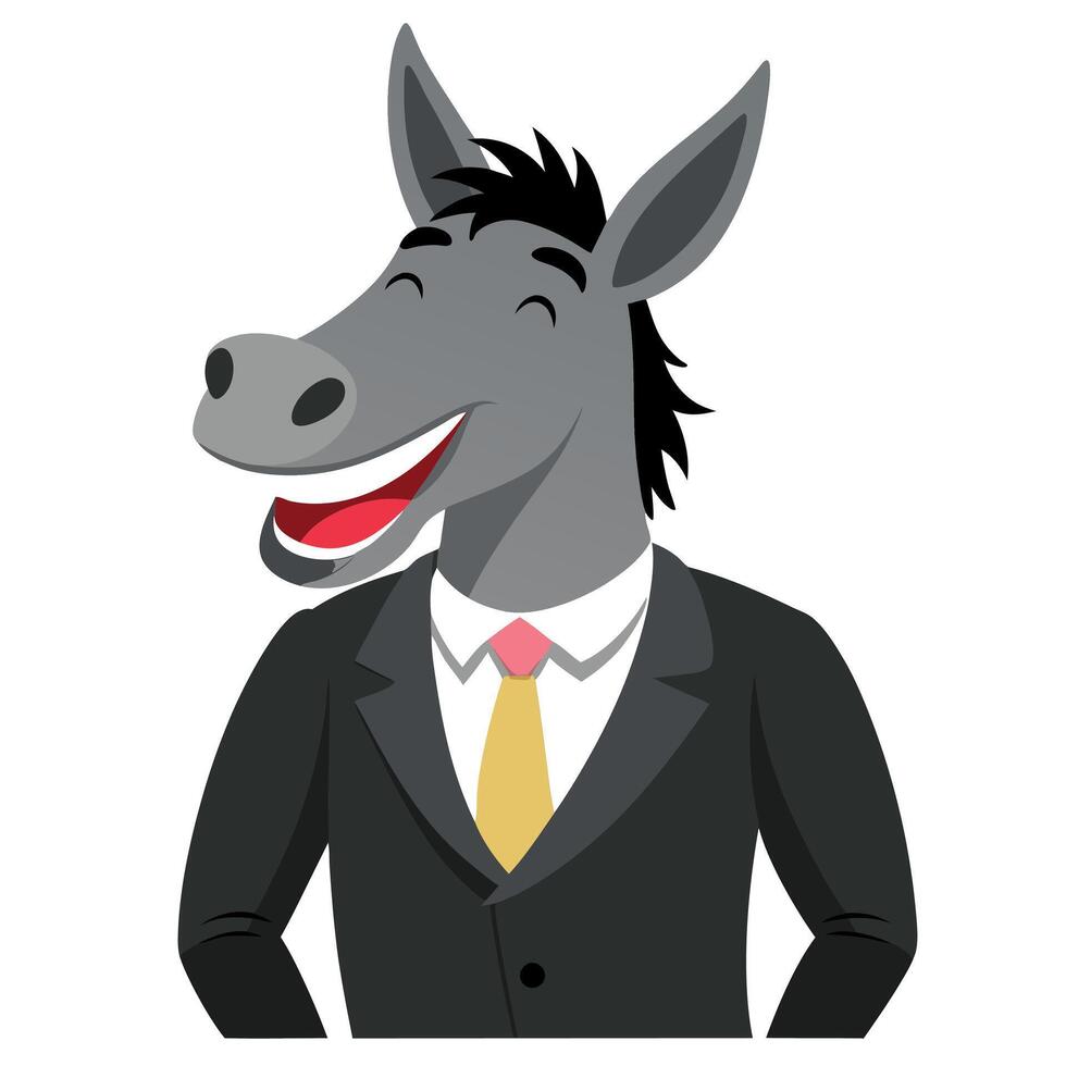 A cartoon donkey wearing a suit and tie vector