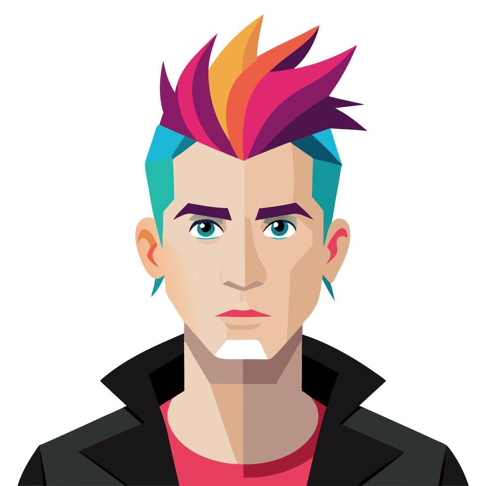 A man with colorful hair and a mohawk vector