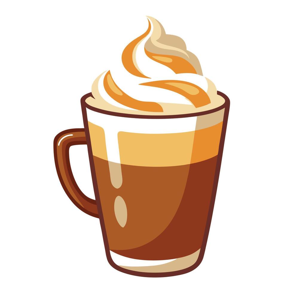 Coffee with whipped cream illustration vector