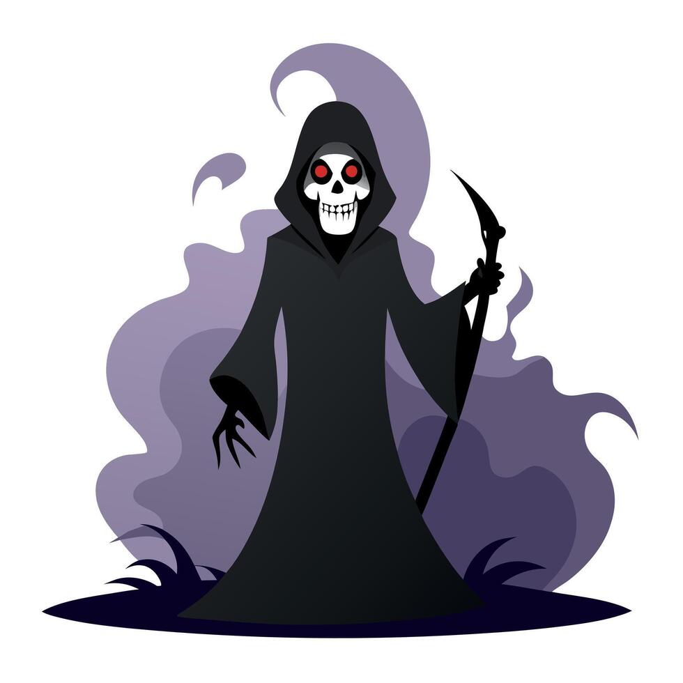 A cartoon grim reaper with a scythe vector