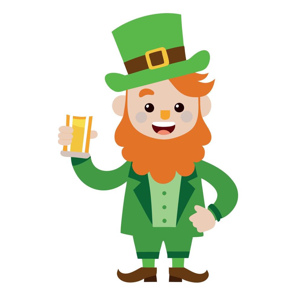Leprechaun holding a glass of beer vector