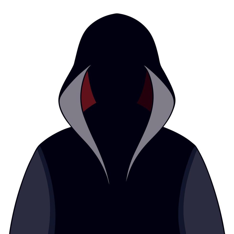 A hooded person with a black jacket and red hood vector
