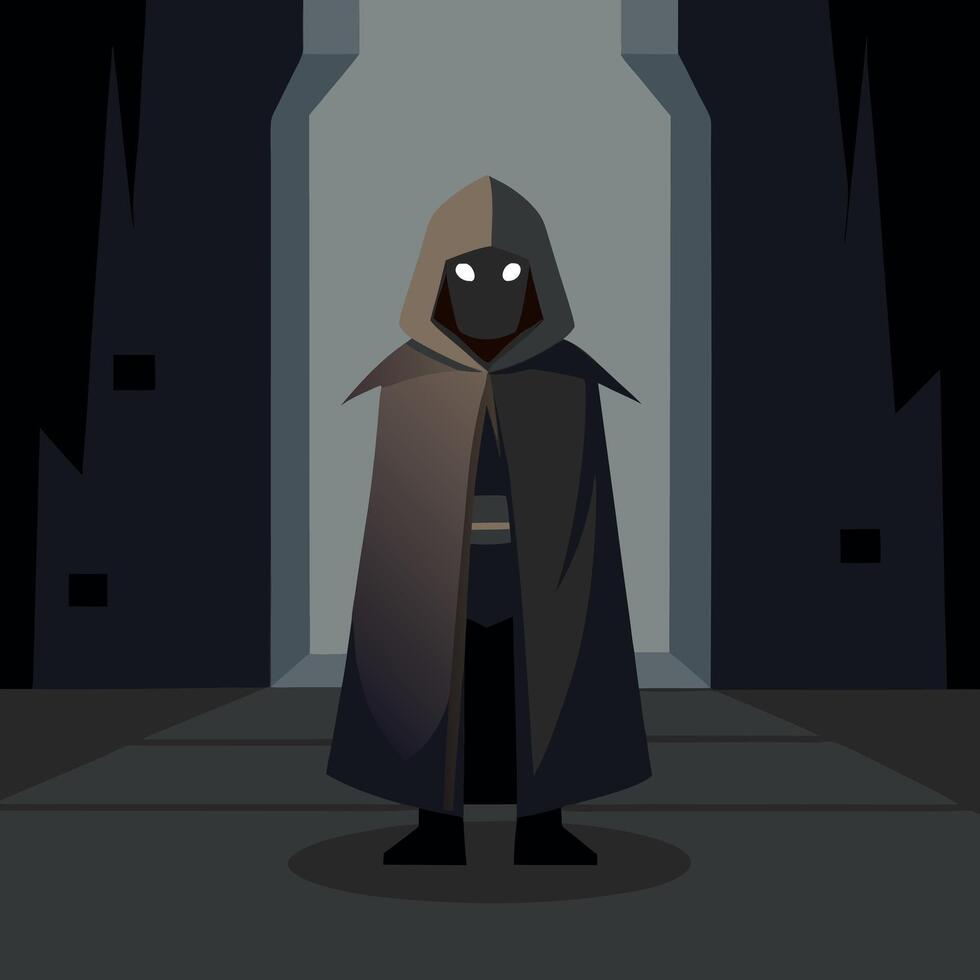 A dark knight standing in front of a door vector