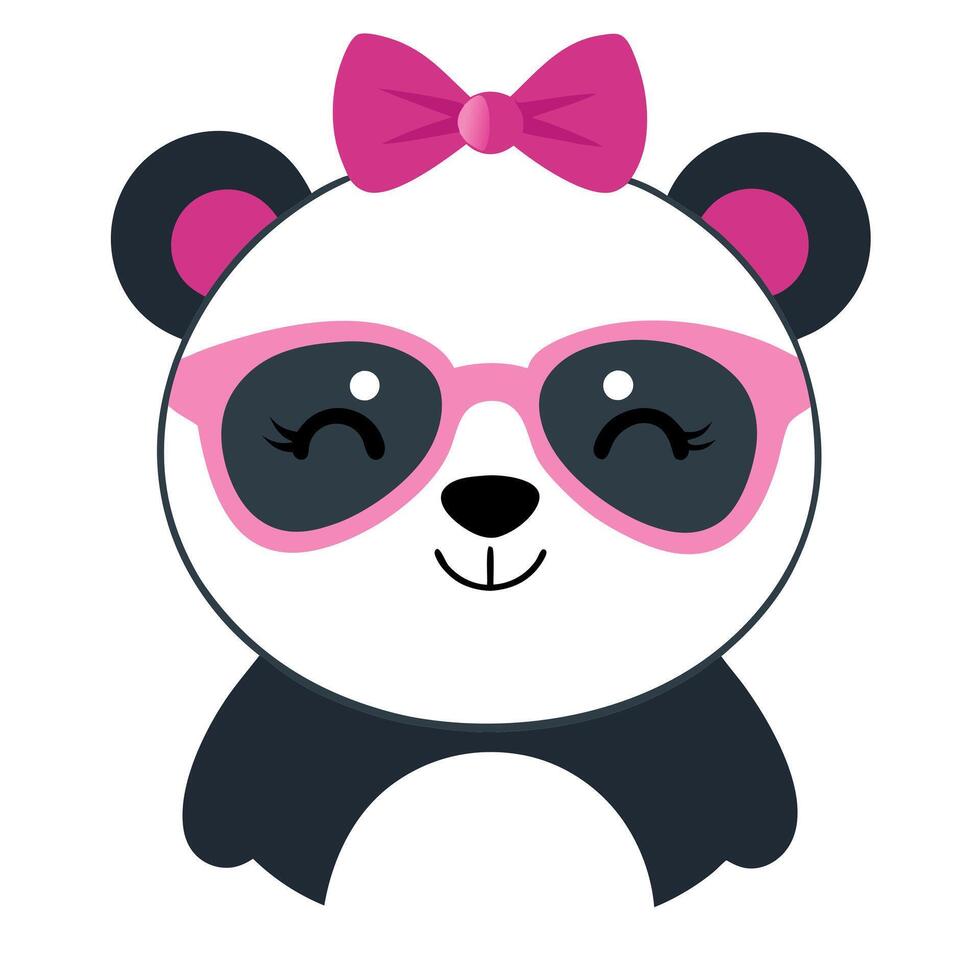 A cute panda wearing sunglasses and a bow vector