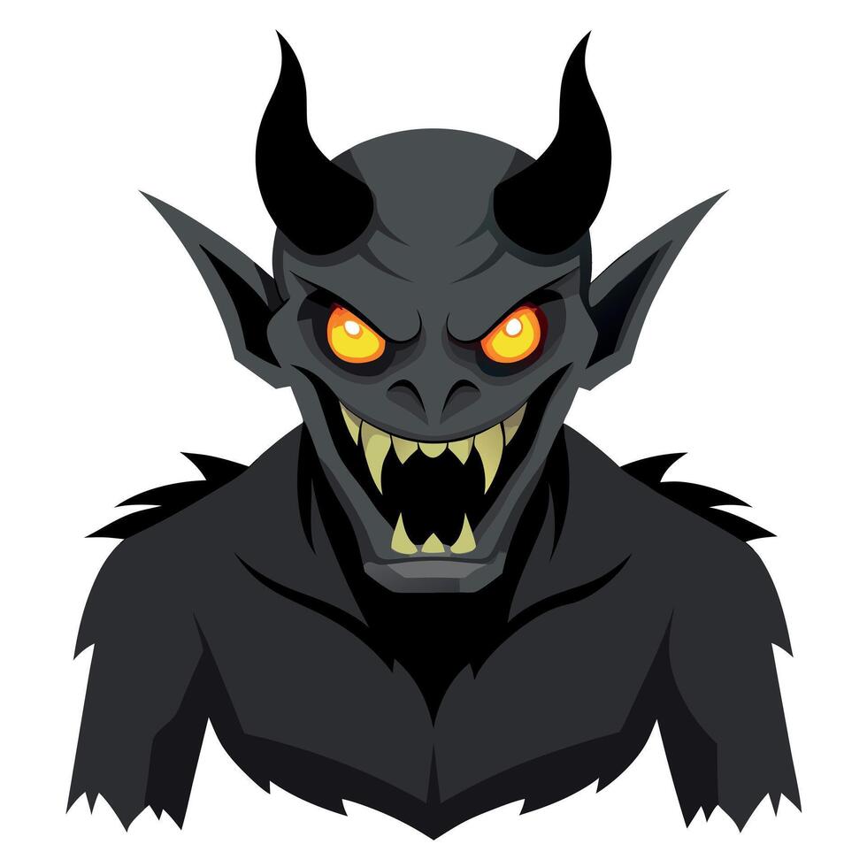 A cartoon devil head with red eyes vector
