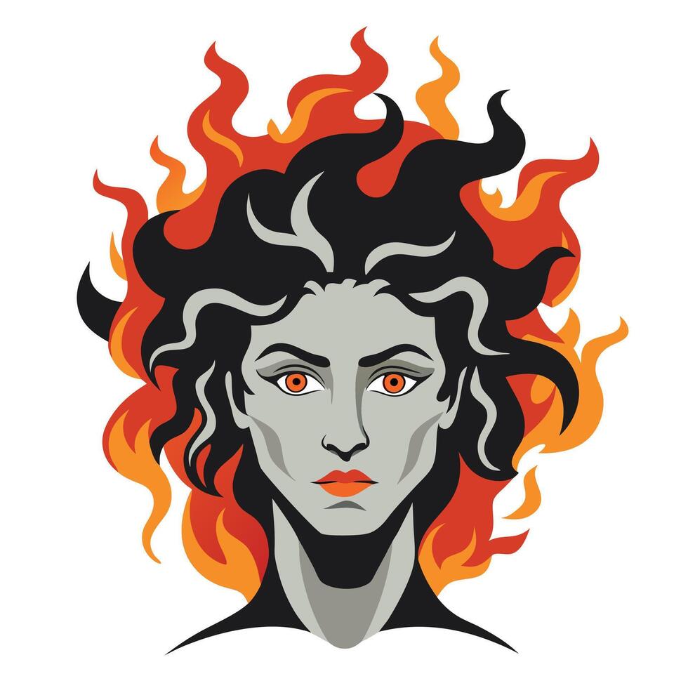 A woman with fire in her hair vector