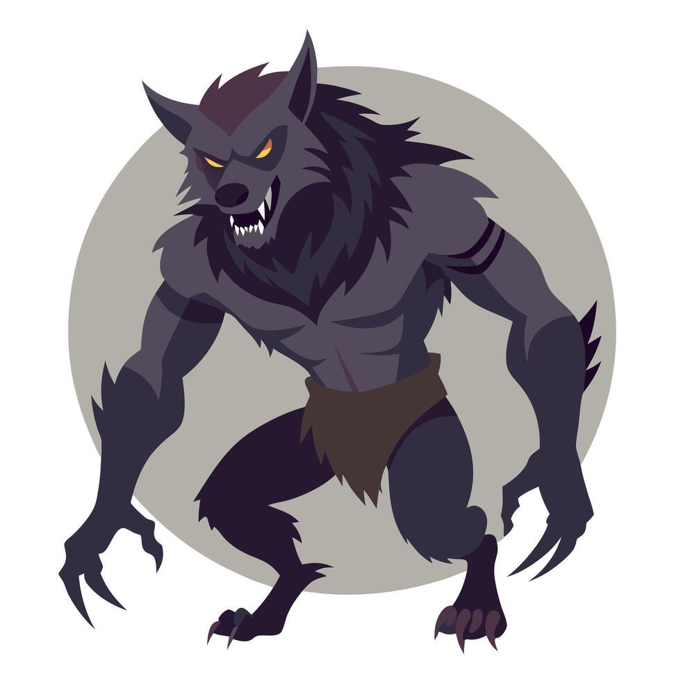 A cartoon werewolf with fangs and claws vector