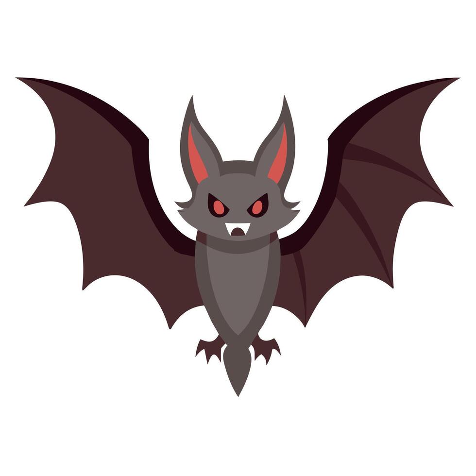 A cartoon bat with red eyes and fangs vector