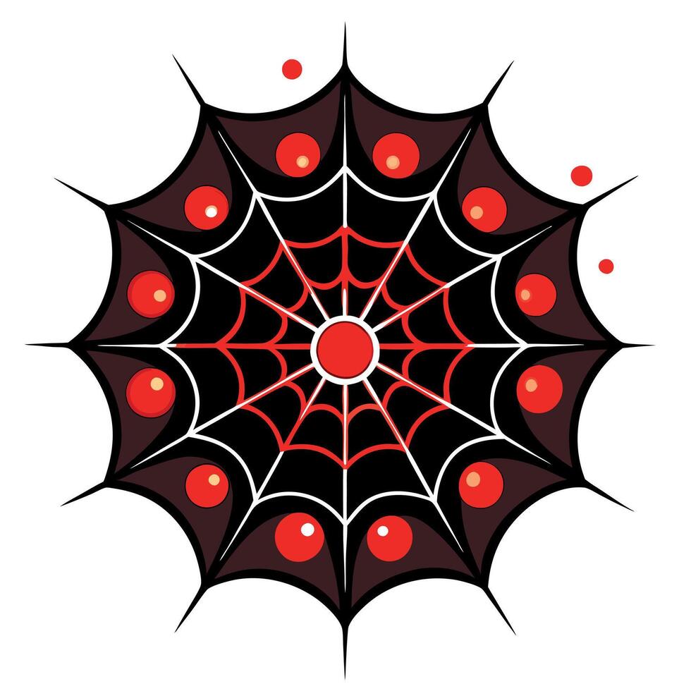 Spider web with red dots vector