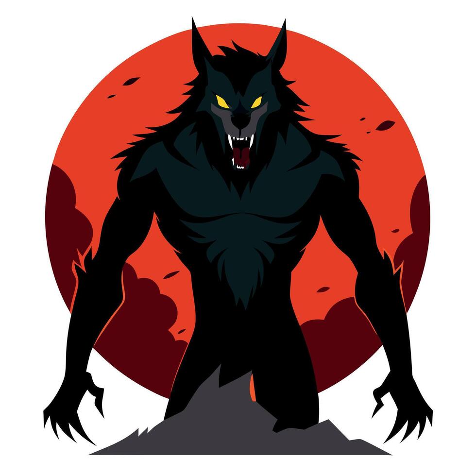 A werewolf standing in front of a red background vector