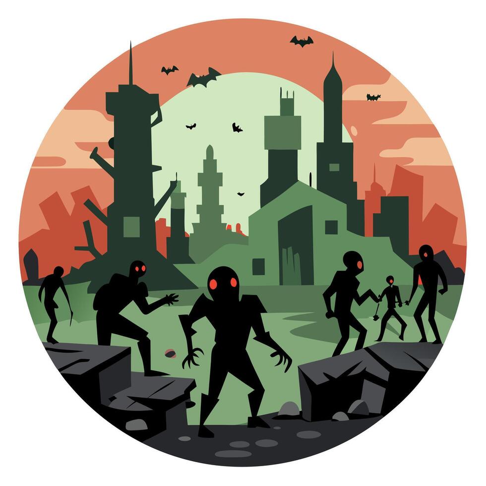 Zombie city illustration vector