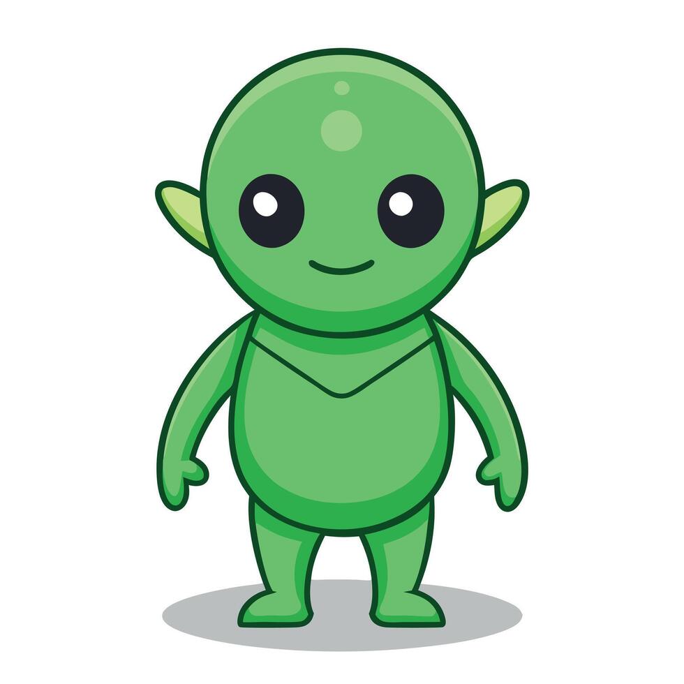 A cartoon green alien standing with his arms crossed vector