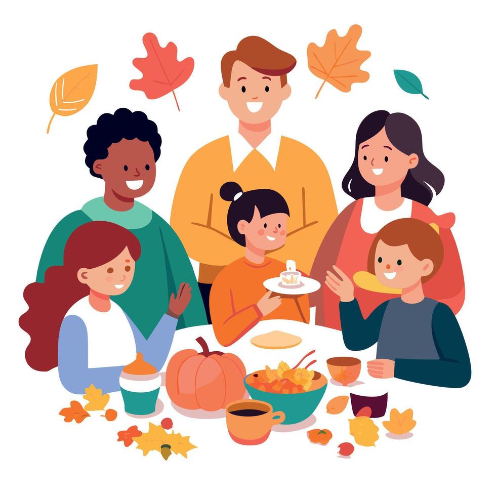 Happy family thanksgiving illustration vector