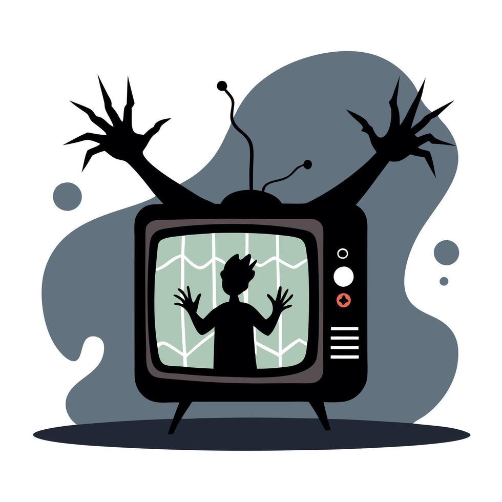 A cartoon television with a man on it vector
