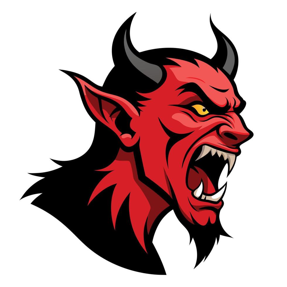 Devil head with horns illustration vector