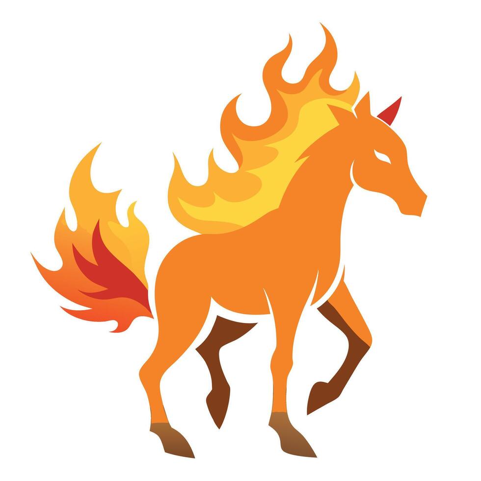 A cartoon horse with fire on its back vector