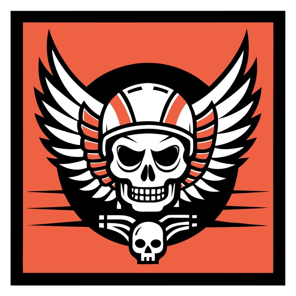 A skull with wings and a skull on a red background vector