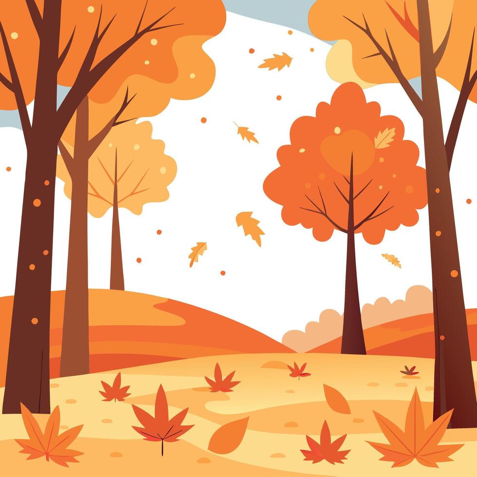 Autumn landscape with trees and leaves vector