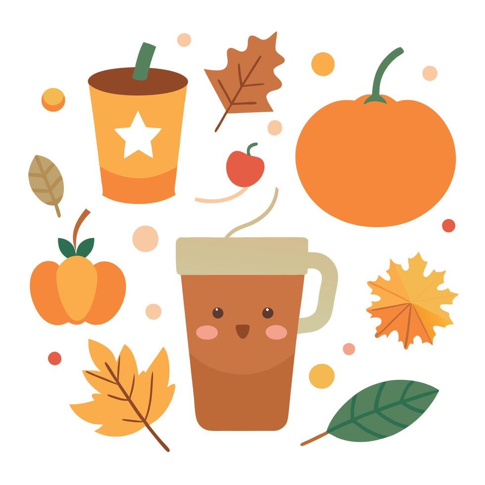 Fall pumpkin coffee cup vector